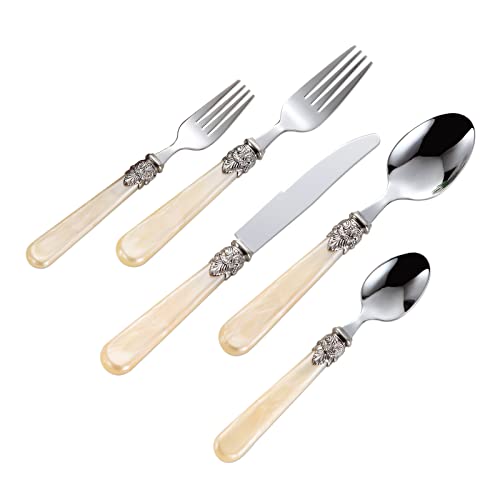 CATHYLIN REVERIE Collection 18/10 Stainless Steel Vintage Flatware set,Sliverware set,Dishwasher safe (40, Champagne) - Image 1
