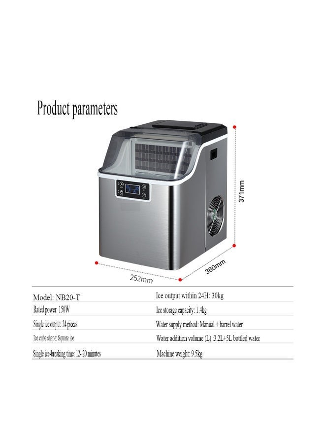 Cool Baby Portable Ice Maker Machine, 30kg/24h, Square Ice, Stainless Steel - Image 2