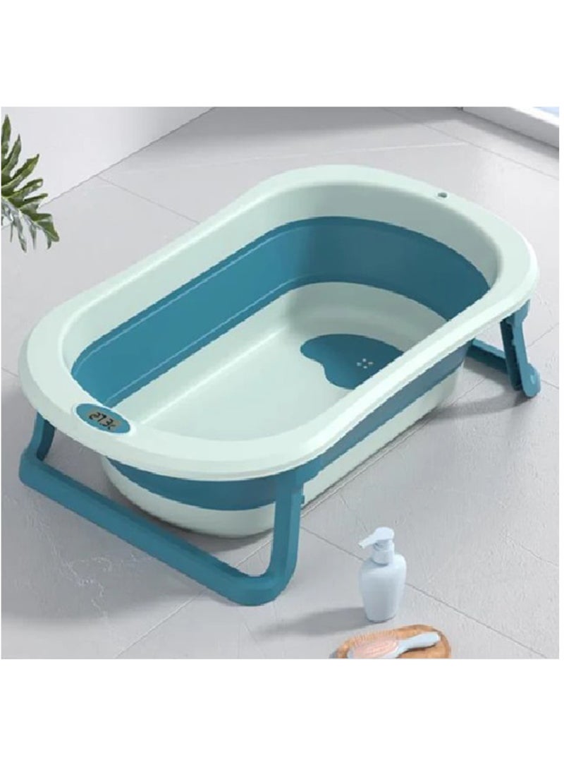 رينوفو حوض استحمام للأطفال قابل للطي، حوض استحمام محمول للسفر للأطفال حديثي الولادة والرضع والأطفال الصغار مع أرجل مضادة للانزلاق ومضادة للانزلاق مقاس 80 × 50 سم أخضر داكن - Image 1