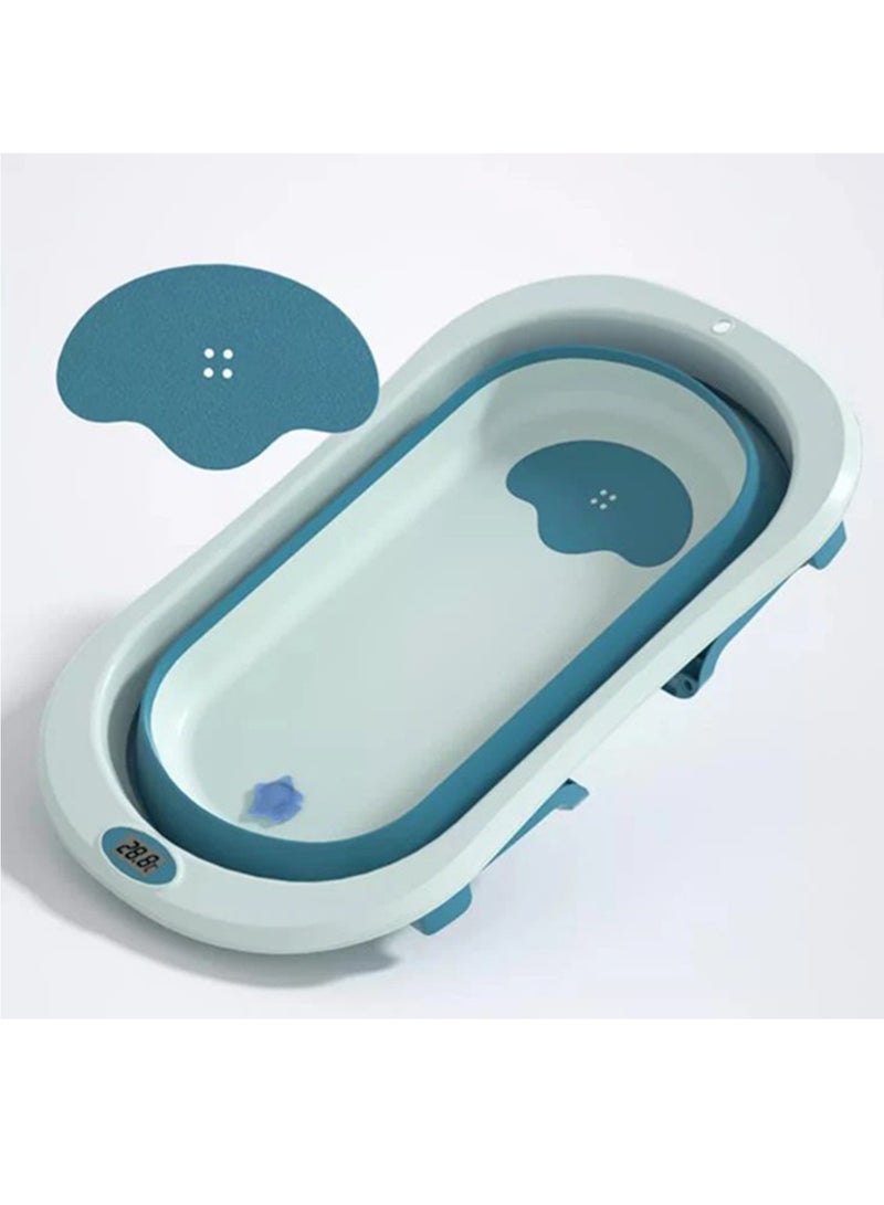 رينوفو حوض استحمام للأطفال قابل للطي، حوض استحمام محمول للسفر للأطفال حديثي الولادة والرضع والأطفال الصغار مع أرجل مضادة للانزلاق ومضادة للانزلاق مقاس 80 × 50 سم أخضر داكن - Image 3
