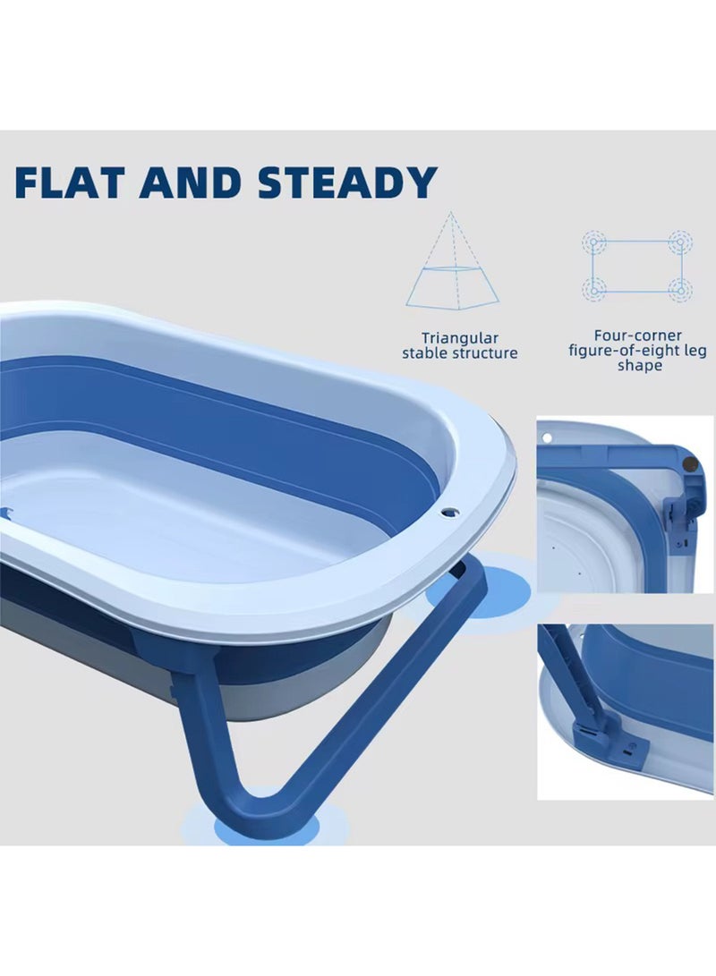 رينوفو حوض استحمام للأطفال قابل للطي، حوض استحمام محمول للسفر للأطفال حديثي الولادة والرضع والأطفال الصغار مع أرجل مضادة للانزلاق ومضادة للانزلاق مقاس 80 × 50 سم أخضر داكن - Image 5