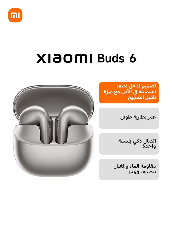 Xiaomi Buds 6, Bluetooth Earbuds Semi-in-ear, 11mm Triple-Magnet Gold-Plated Driver with Detailed Bass, Up to 35h Battery Life, Advanced Noise Cancellation, Bluetooth 5.4, IP54 Titan Gray - Image 1