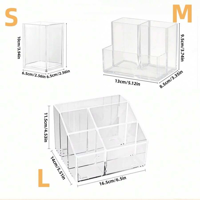 Shein 1 Piece Ultra-Cute Pen Holder & Desk Storage Box, Clear Compartment Organizer for Students, Office, Makeup, and Stationery - L Size - Image 4