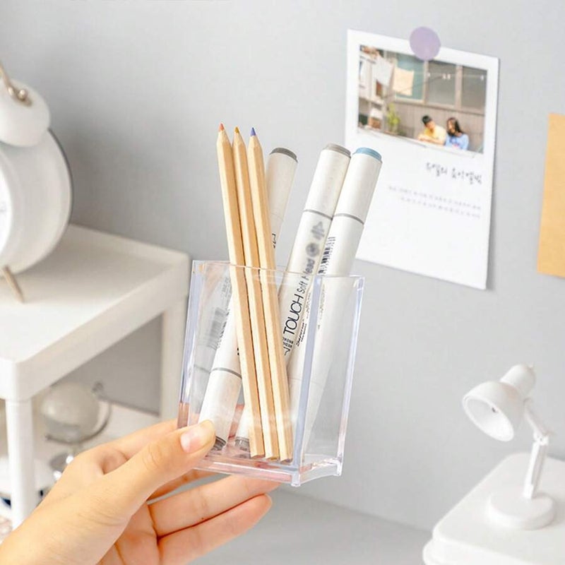 Shein 1 Piece Ultra-Cute Pen Holder & Desk Storage Box, Clear Compartment Organizer for Students, Office, Makeup, and Stationery - L Size - Image 5