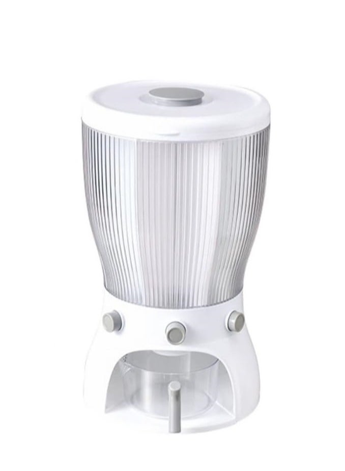 Food/Rice Dispenser, 4 Grids Rotating Grain Storage Container with Drain Bowl and Lid, Used to Store Grains and Dry Food, for Home & Kitchen (White)  - Image 4
