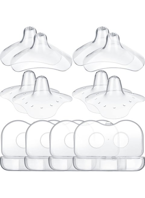 غطاء الحلمة لرعاية الأطفال حديثي الولادة ، 24 ملم 15 ملم حامي الحلمة ، مع حقيبة شفافة لحماية شقة أو مقلوب من الألم