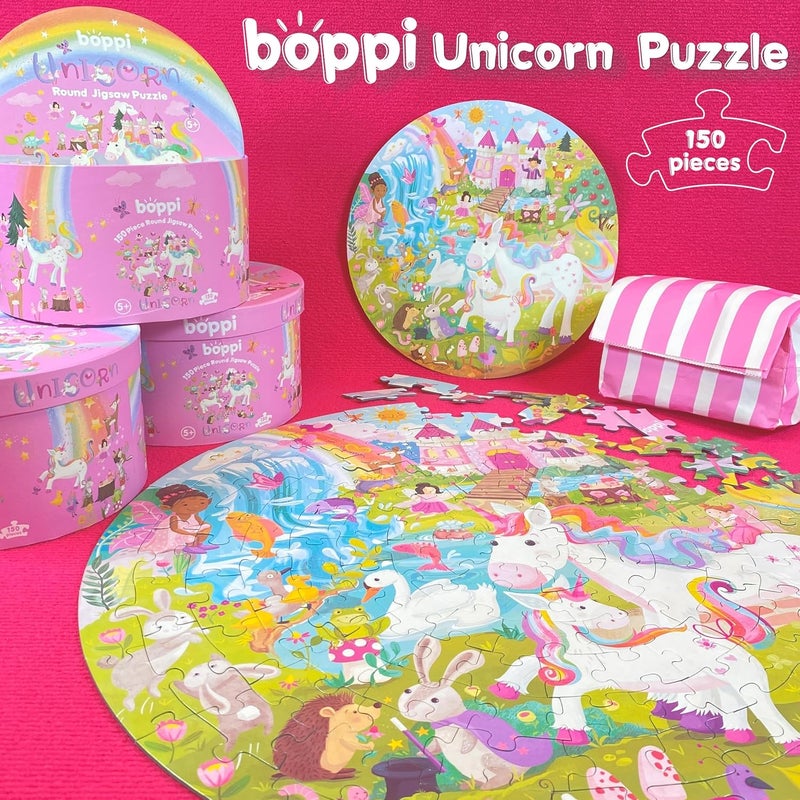 Boppi Unicorn Jigsaw Puzzles for Kids Ages 5 to 8 150 Pieces Round Unicorn Puzzle Princess Puzzle with Fairies and Animals Made from 100% Recycled Cardboard - Image 2