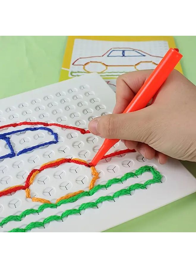 قطعتان لوح خيوط لعبة حسية مع قلمين و8 خطوط - Image 2