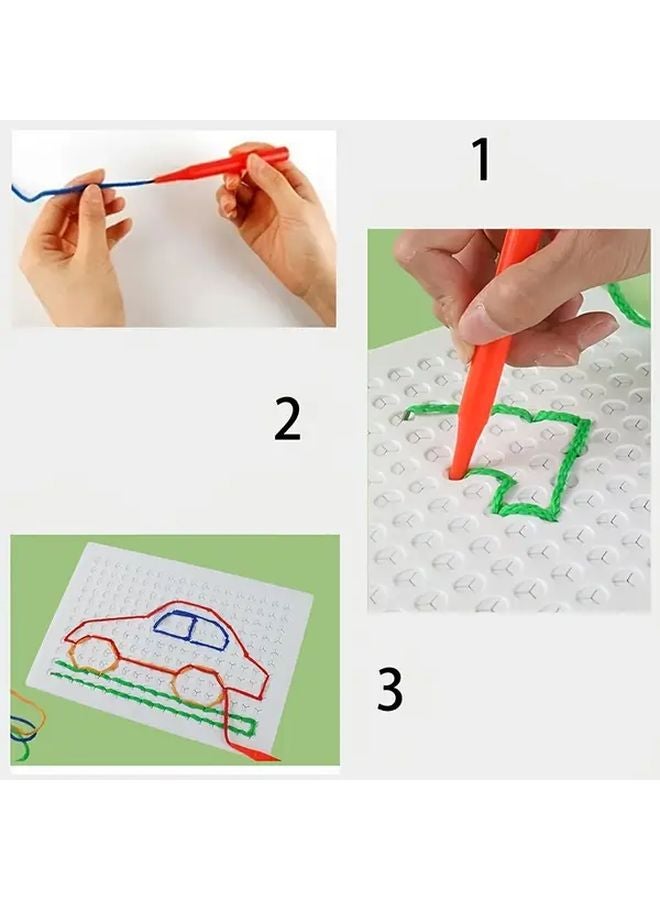 قطعتان لوح خيوط لعبة حسية مع قلمين و8 خطوط - Image 5
