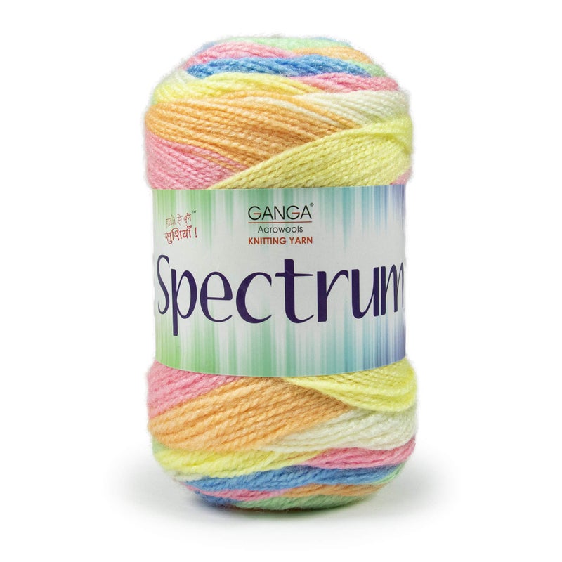 Ganga Acrowools Spectrum Yarn - 100% Acrylic, 240mtr, Pack of 2 Balls - 100Gm Each, Multicolour - Image 2
