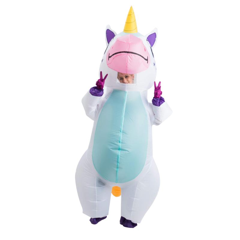 Inflatable Unicorn Costume: 100% Fire Polyester Deluxe Full Body Suit - One Size Fits All With Built-In Pocket for Battery Storage Air Pump Included for Halloween Party Cosplay Holiday Theme Activitie - Image 3