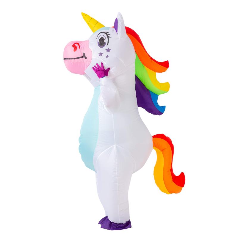 Inflatable Unicorn Costume: 100% Fire Polyester Deluxe Full Body Suit - One Size Fits All With Built-In Pocket for Battery Storage Air Pump Included for Halloween Party Cosplay Holiday Theme Activitie - Image 4