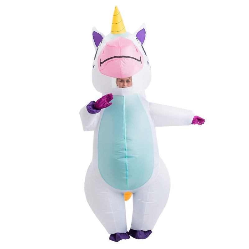Inflatable Unicorn Costume: 100% Fire Polyester Deluxe Full Body Suit - One Size Fits All With Built-In Pocket for Battery Storage Air Pump Included for Halloween Party Cosplay Holiday Theme Activitie - Image 2