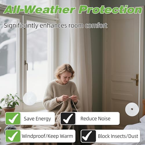 ESUFEIR Weather Stripping Door Seal Strip for Door Frame,Window Insulation for Winter,Exterior Doors Soundproofing Gap Filler,Window Sealer Weather Stripping,Foam Windows Draft Stopper (White,19.7Ft) - Image 4