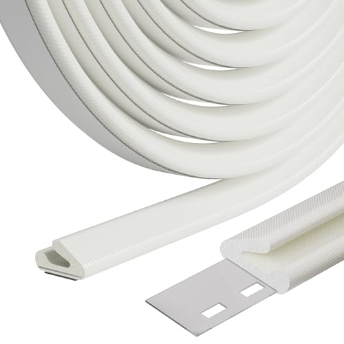 ESUFEIR Weather Stripping Door Seal Strip for Door Frame,Window Insulation for Winter,Exterior Doors Soundproofing Gap Filler,Window Sealer Weather Stripping,Foam Windows Draft Stopper (White,19.7Ft) - Image 1