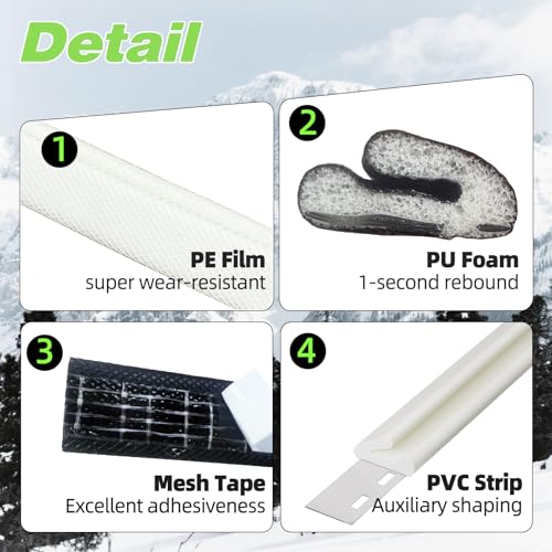 ESUFEIR Weather Stripping Door Seal Strip for Door Frame,Window Insulation for Winter,Exterior Doors Soundproofing Gap Filler,Window Sealer Weather Stripping,Foam Windows Draft Stopper (White,19.7Ft) - Image 3