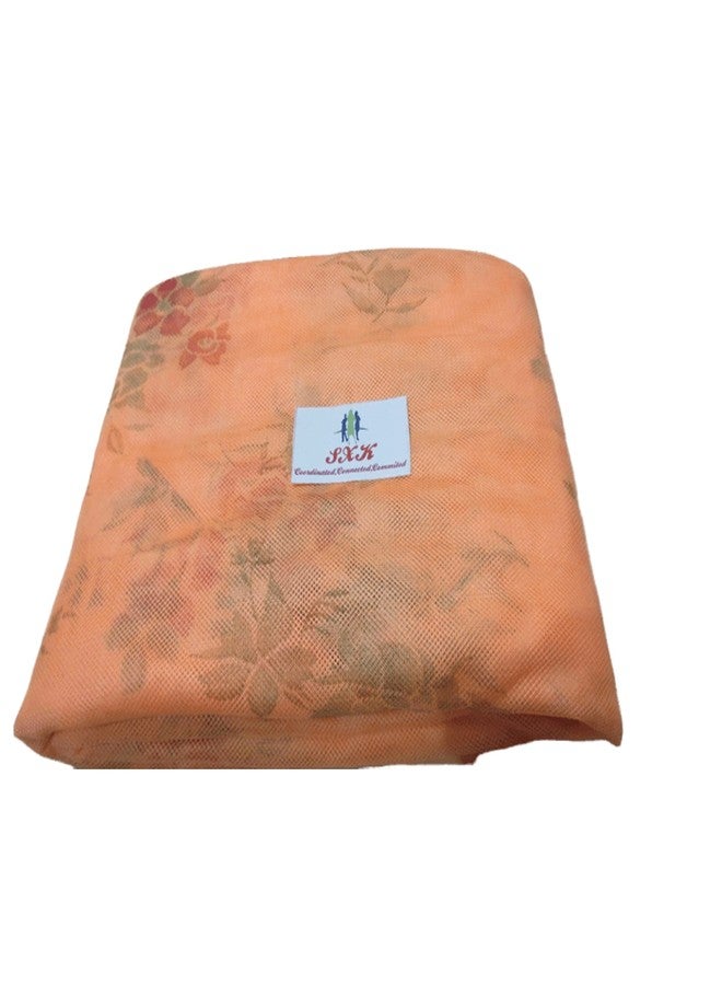 SXK Mosquito net Four Side Hanging Cotton Printed Double Bed with Lace for Mosquito Protection,Room Décor, 6x7Ft. Orange - Image 2