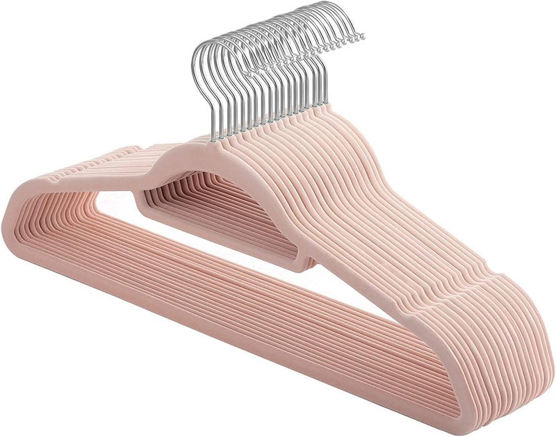 Red Dot Gift® 20-Pack Rose-Pink Non-Slip Velvet Hangers & 360 Degree Rotatable Hook - Durable & Slim - Non Slip Hangers for Coat Hangers - Pant Hangers… (Rose/Blush Pink, 20 pack) - Image 1