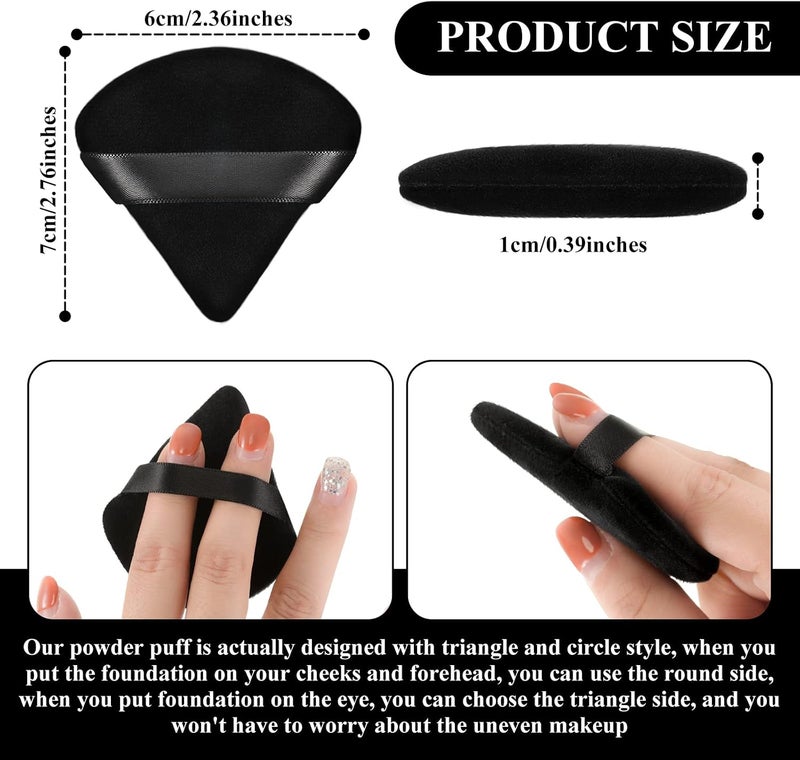 Maitys 12 Pieces Powder Puff Triangle Face Makeup Cosmetic for Loose Powder Soft Body Washable Reusable Foundation Sponge Mineral Wet Dry Makeup Tool(Black, Pink, Small) - Image 2