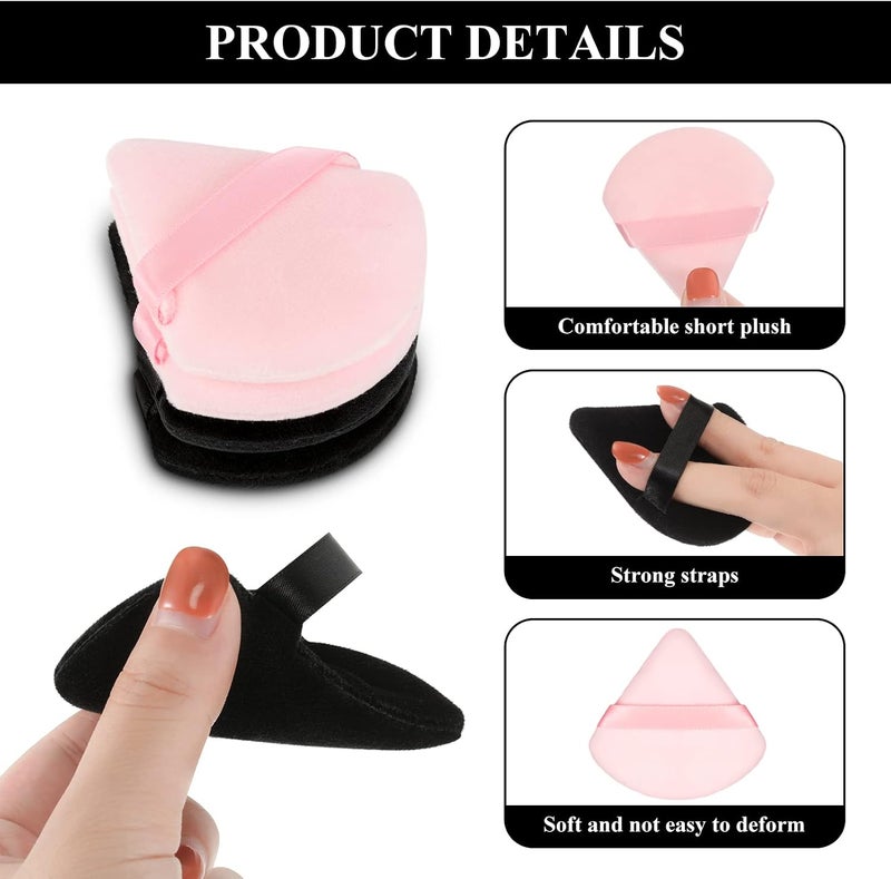 Maitys 12 Pieces Powder Puff Triangle Face Makeup Cosmetic for Loose Powder Soft Body Washable Reusable Foundation Sponge Mineral Wet Dry Makeup Tool(Black, Pink, Small) - Image 4