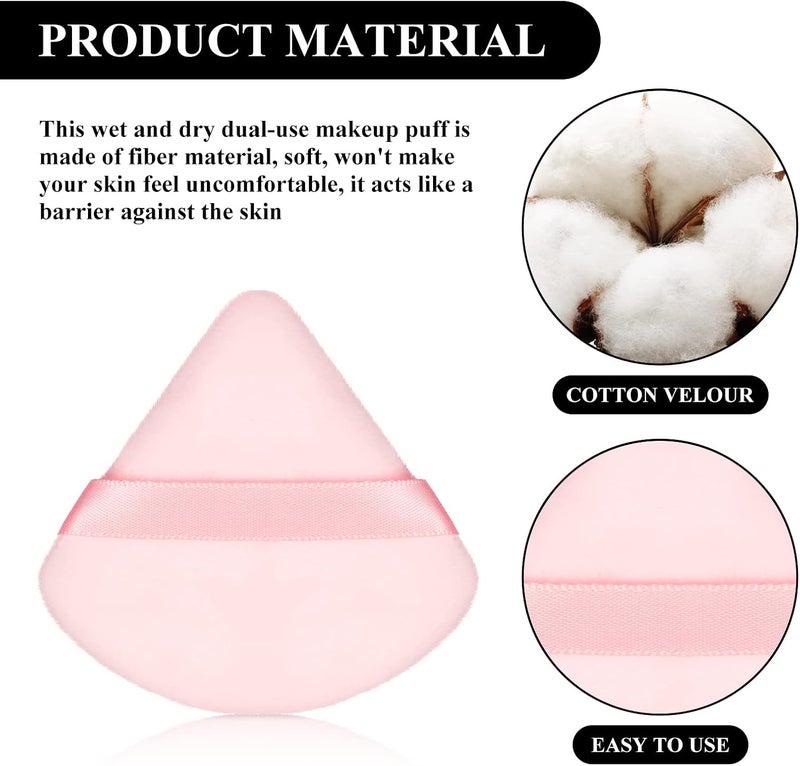 Maitys 12 Pieces Powder Puff Triangle Face Makeup Cosmetic for Loose Powder Soft Body Washable Reusable Foundation Sponge Mineral Wet Dry Makeup Tool(Black, Pink, Small) - Image 3