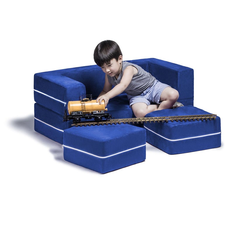 Jaxx Zipline Kids Modular Loveseat  OttomansFold Out Lounger Blueberry