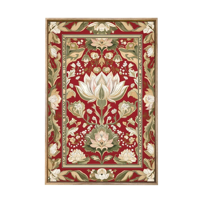 Painting Mantra Large Canvas Painting Panel Framed Wall Art Print Indian lotus floral Framed Luxury Paintings for Home Decoration Living room Bedroom and Office Dcor Red 23x35 Inch  - Image 3
