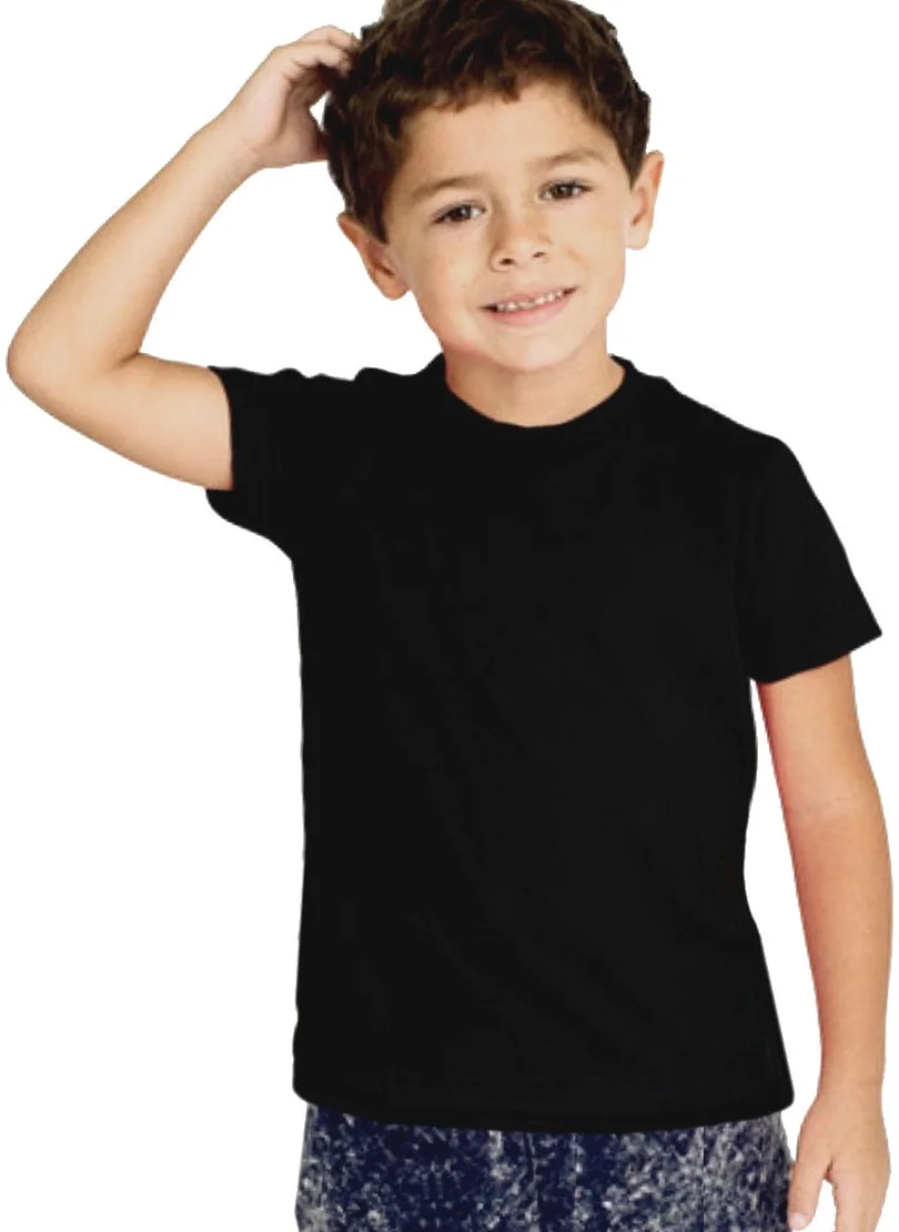 Rock&Roll Plain Unprinted Basic Black Short Sleeve Unisex Kids T-Shirt