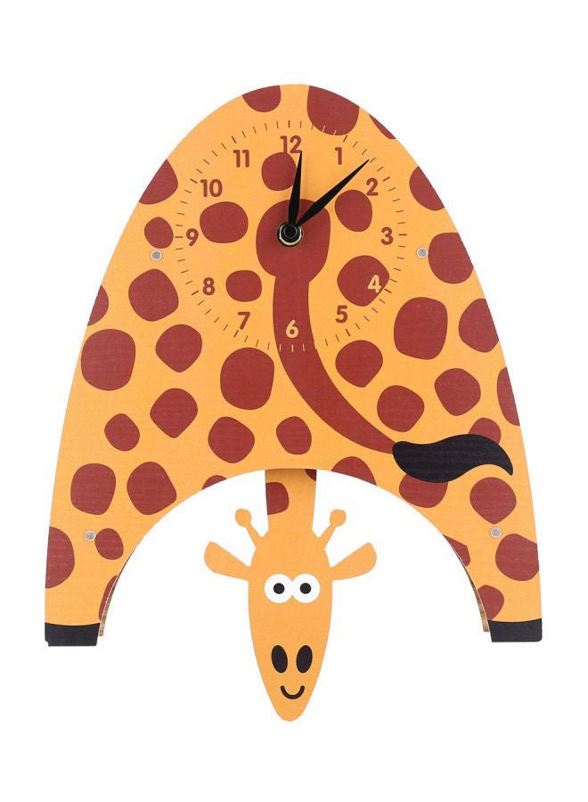 نيبمينينت Cartoon Giraffe Shaped Wall Clock Yellow/Brown 26.5x5.5x31.5cm - Image 1