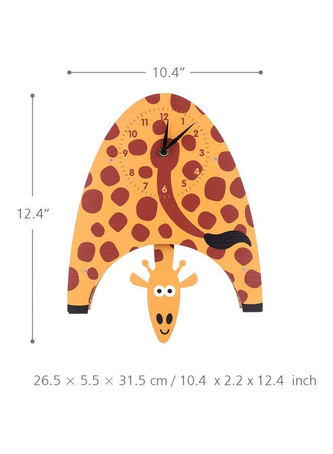 نيبمينينت Cartoon Giraffe Shaped Wall Clock Yellow/Brown 26.5x5.5x31.5cm - Image 4