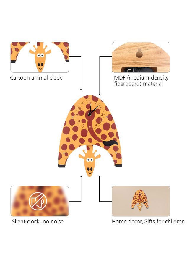 نيبمينينت Cartoon Giraffe Shaped Wall Clock Yellow/Brown 26.5x5.5x31.5cm - Image 5