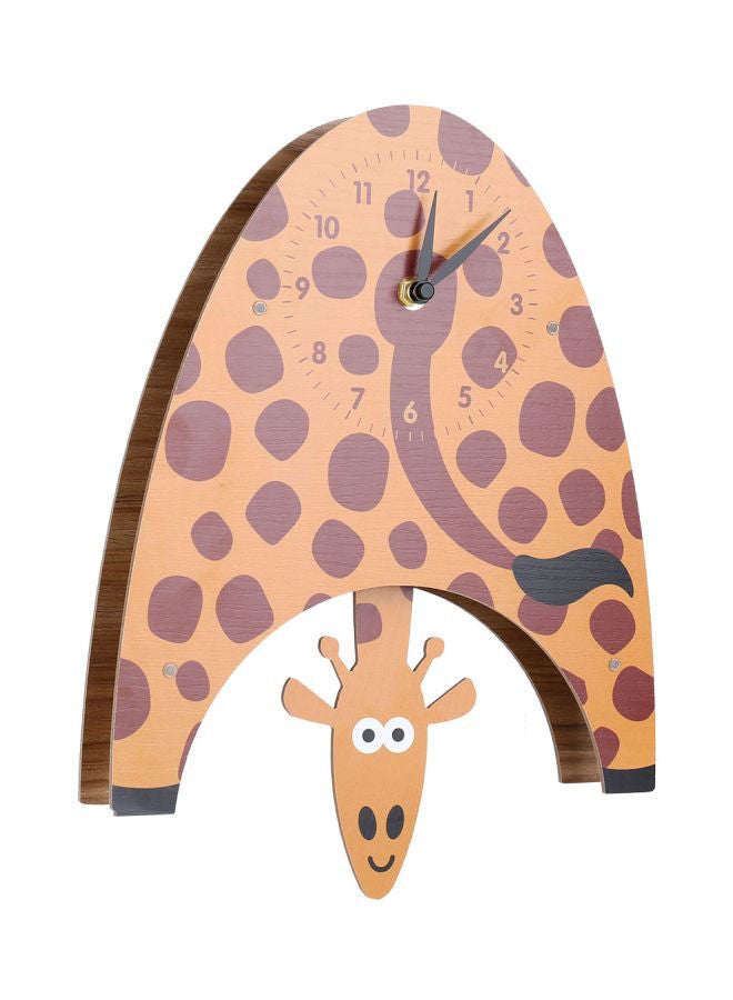 نيبمينينت Cartoon Giraffe Shaped Wall Clock Yellow/Brown 26.5x5.5x31.5cm - Image 3