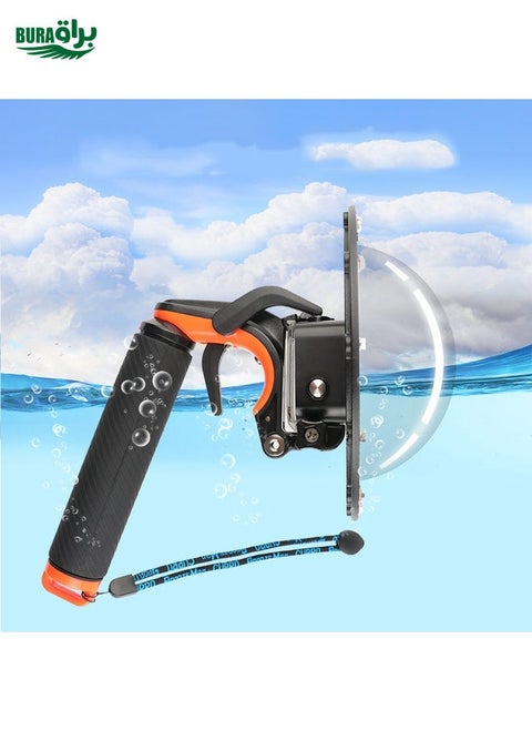 Shutter Trigger + Dome Port Lens Transparent Cover + Floating Hand Grip Diving Buoyancy Stick with Adjustable Anti-lost Strap & Screw & Wrench for GoPro HERO7 /6 /5