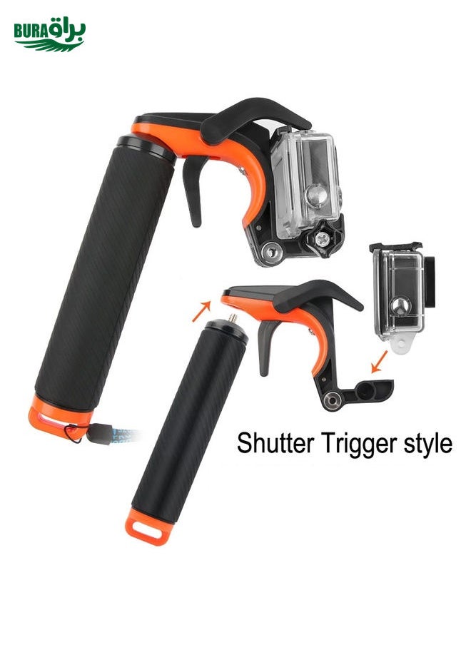 Shutter Trigger + Dome Port Lens Transparent Cover + Floating Hand Grip Diving Buoyancy Stick with Adjustable Anti-lost Strap & Screw & Wrench for GoPro HERO7 /6 /5