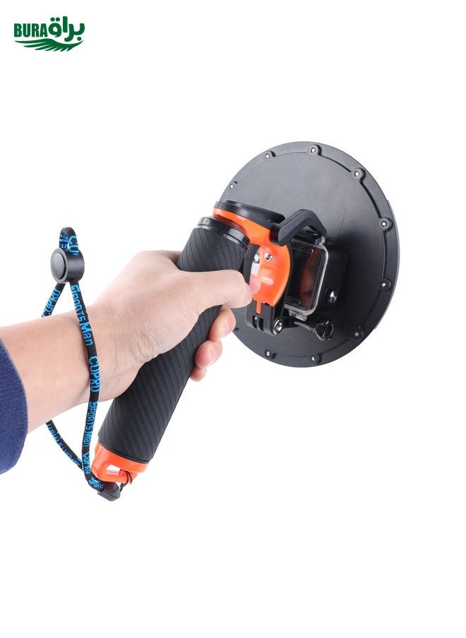 Shutter Trigger + Dome Port Lens Transparent Cover + Floating Hand Grip Diving Buoyancy Stick with Adjustable Anti-lost Strap & Screw & Wrench for GoPro HERO7 /6 /5