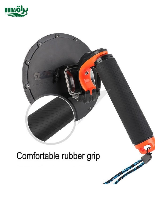 Shutter Trigger + Dome Port Lens Transparent Cover + Floating Hand Grip Diving Buoyancy Stick with Adjustable Anti-lost Strap & Screw & Wrench for GoPro HERO7 /6 /5