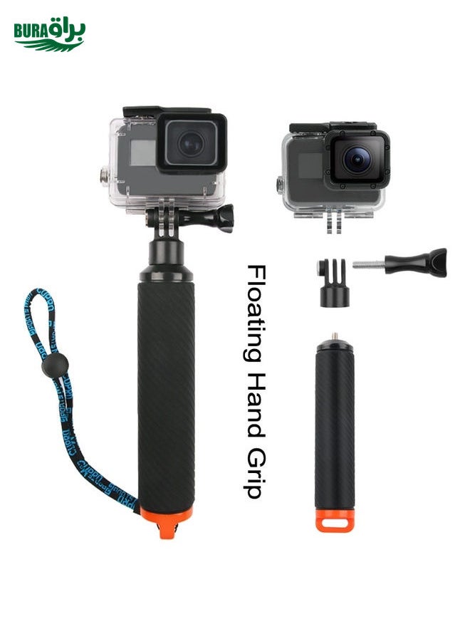 Shutter Trigger + Dome Port Lens Transparent Cover + Floating Hand Grip Diving Buoyancy Stick with Adjustable Anti-lost Strap & Screw & Wrench for GoPro HERO7 /6 /5
