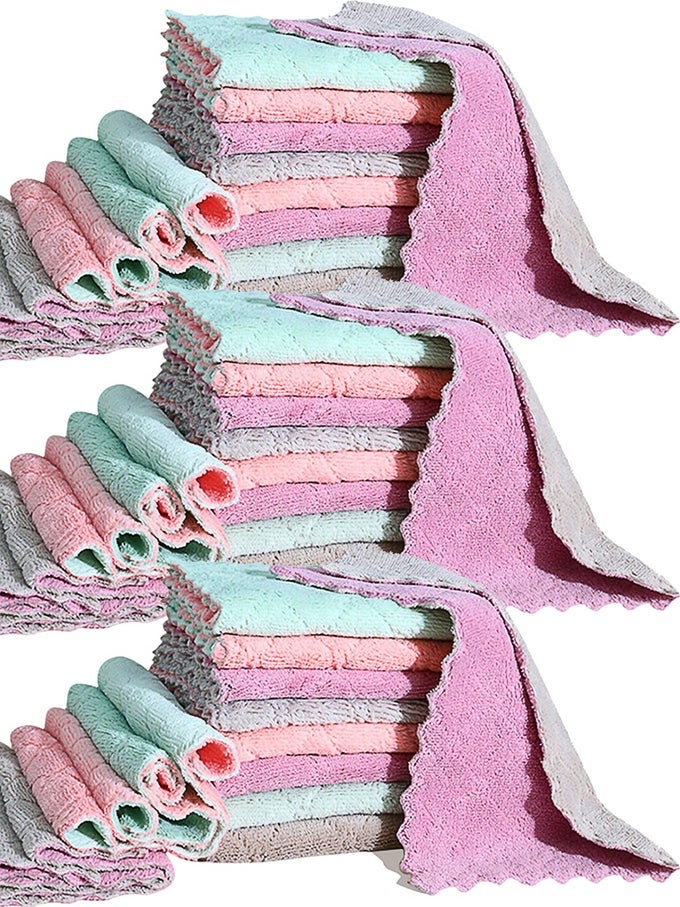32 PACK CLEANING CLOTH KITCHEN CLOTH DISH TOWELS SUPER ABSORBENT CORAL VELVET DISHTOWELS MICROFIBER PREMIUM SOFT TEA TOWELS QUICK DRY RAGS MULTIPURPOSE REUSABLE WASHCLOTHS NONSTICK OIL CLOTHS