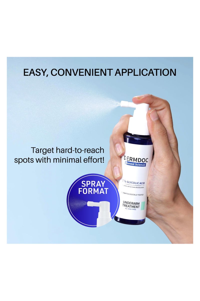 DermDoc 5% Glycolic Acid Underarm Brightening Spray Treatment (100 Ml)|Multipurpose Exfoliating Toner For Dark Spots On Face & Body|Helps With Dark Neck & Knees,Strawberry Legs With 2% Salicylic Acid - Image 4
