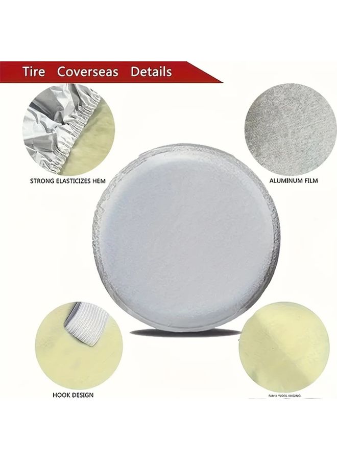 4 Pack Polyester Tire Covers Waterproof Wheel Protectors UV Rain Snow Protection Silver - Image 5