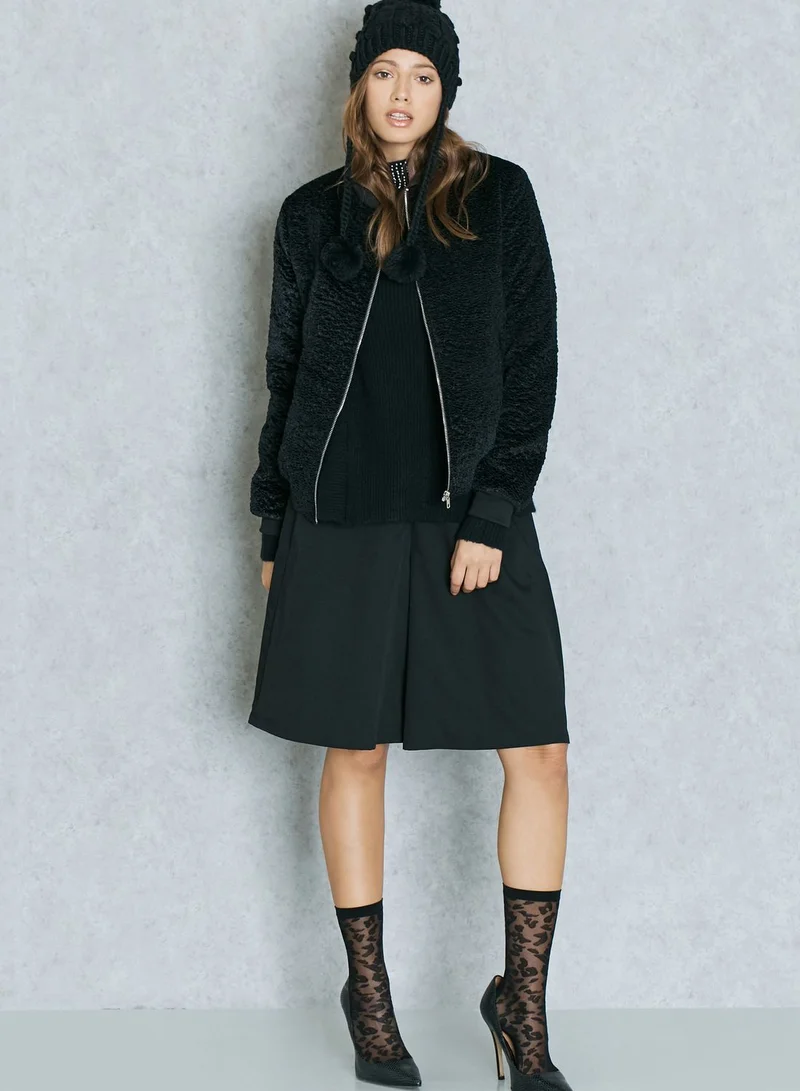 LOST INK Pearl Neck Peplum Sweater