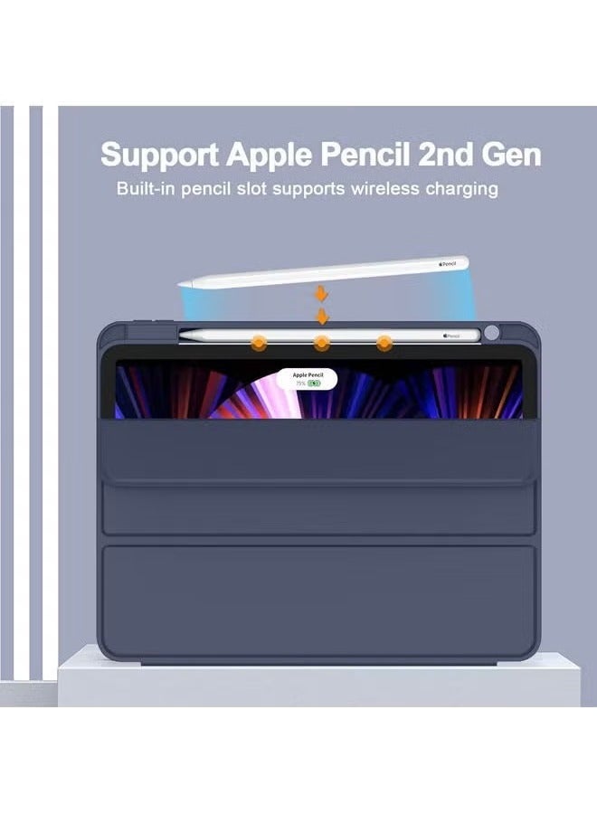 TIGER iPad Pro 11 Inch Case Compatible with 2022 4th Gen / 2021 3rd Gen / 2020 2nd Gen – Smart Folio Cover with Built-in Pencil Holder, Auto Wake/Sleep, Touch ID & 2nd Gen Pencil Charging Support – Slim Magnetic Case for Apple iPad – Dark Blue - Image 2
