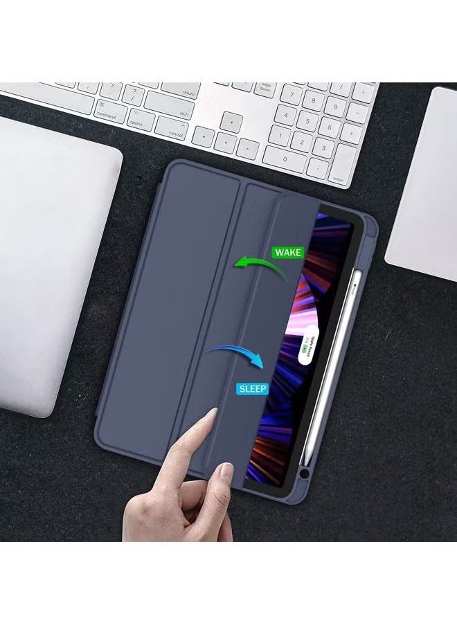 TIGER iPad Pro 11 Inch Case Compatible with 2022 4th Gen / 2021 3rd Gen / 2020 2nd Gen – Smart Folio Cover with Built-in Pencil Holder, Auto Wake/Sleep, Touch ID & 2nd Gen Pencil Charging Support – Slim Magnetic Case for Apple iPad – Dark Blue - Image 5