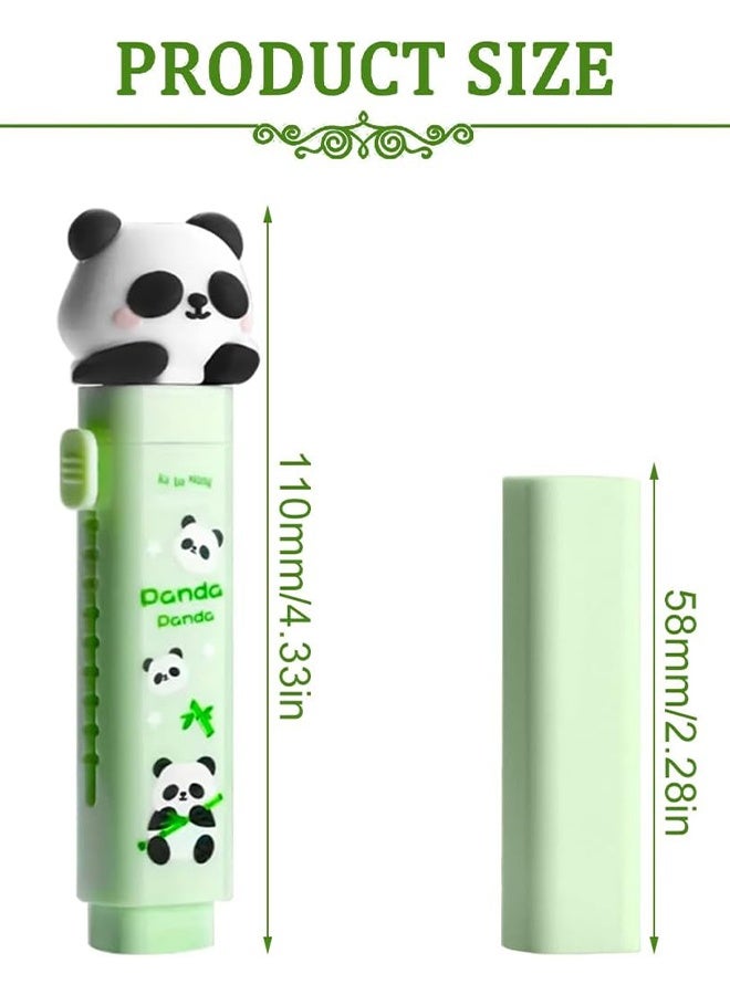 2 Set Cute Cartoon Push-Pull Eraser with 2 Replacement Core Retractable Kawaii Design for Kids' Writing & Drawing Smooth Clean Erasing with Minimal Residue Fun Stationery Gift for School, Art, and Creative Supplies(Blue and Green) - Image 2