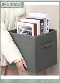 HOMESTAR Collapsible Fabric Storage Cubes Organizer, Box White with Dual Handles, Cube Storage Bins for Shelf, Home and Office  - Image 2