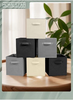 HOMESTAR Collapsible Fabric Storage Cubes Organizer, Box White with Dual Handles, Cube Storage Bins for Shelf, Home and Office  - Image 4