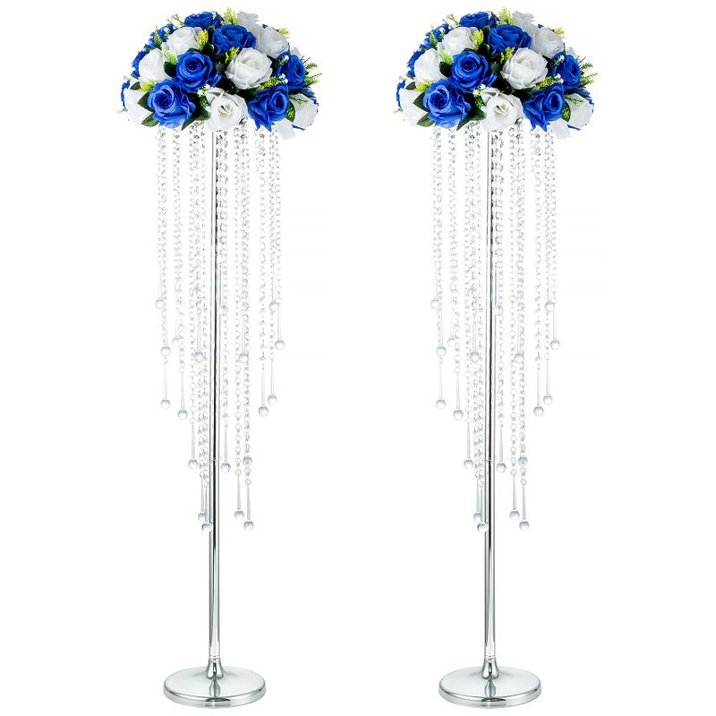 NUPTIO Silver Crystal Flower Vases for Weddings 2 Pcs 394in Tall Elegant Party Decorations - Image 2