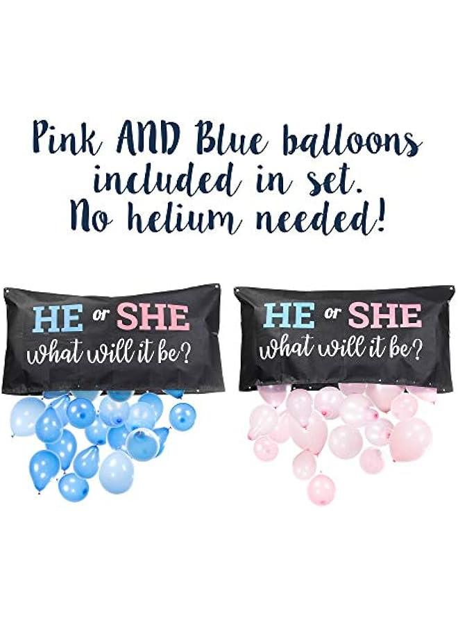 Pop Fizz Designs | Gender Reveal Balloon Drop Bag | He or She, What Will it Be? - Image 2
