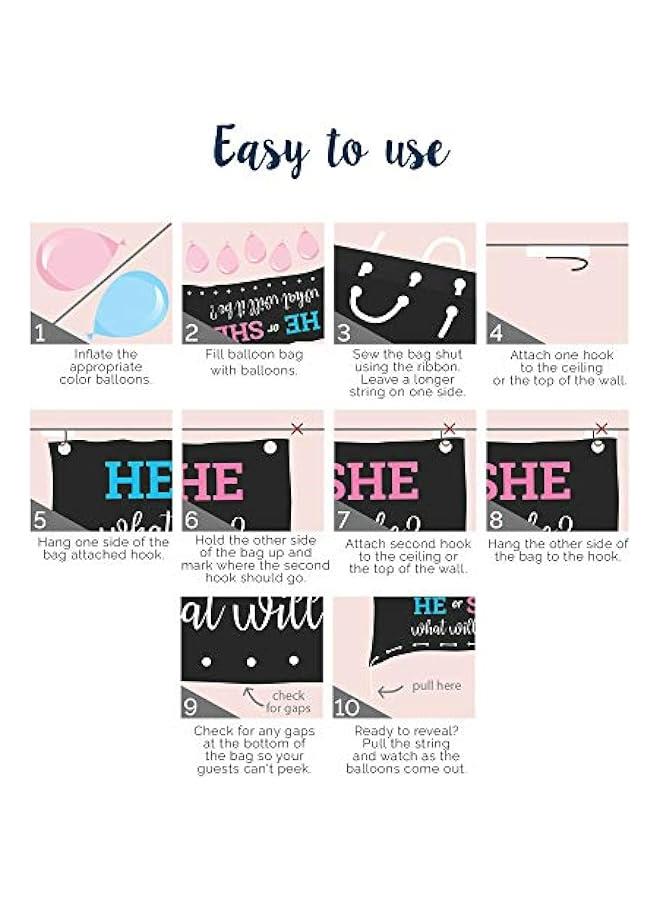 Pop Fizz Designs | Gender Reveal Balloon Drop Bag | He or She, What Will it Be? - Image 4