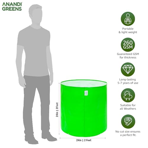 Anandi Green's HDPE 24x24 Inch Extra Large Grow Bag 260 GSM Round for Big Fruit Trees Lemon, Guava, Papaya, Pomegranate, Banana Tree Planter Pot for Terrace & Garden - Image 2